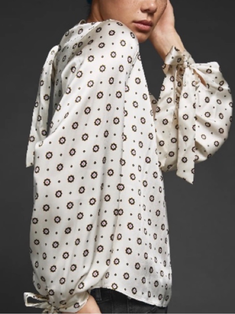 Anine Bing Esther 100% Silk Top in Champagne cream Sm Excellent
